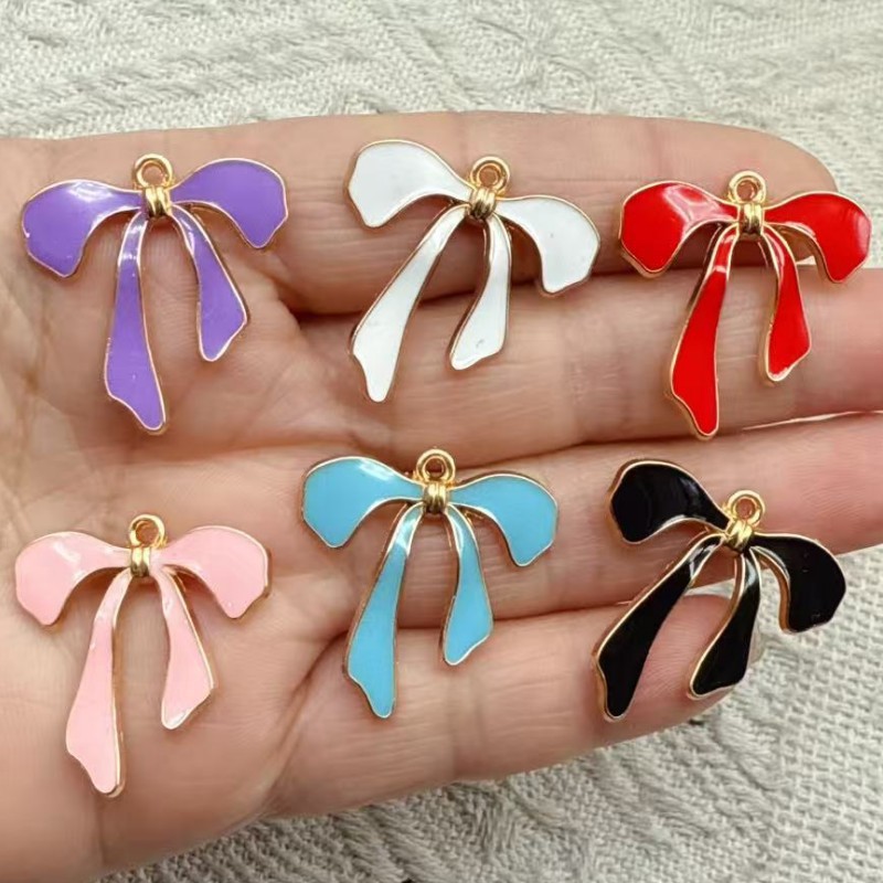 Bow Tie Pre Tied - 10 Stück Fliege-Metall-Emaille-Anhänger für DIY-Ohrringe, Halsketten,