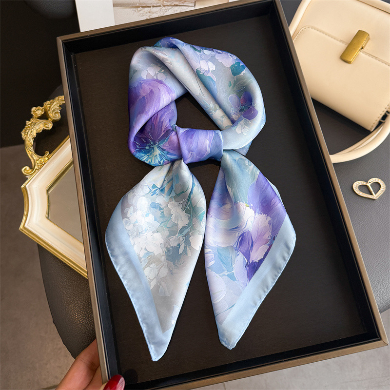 Ascot Neck Scarf - 2026 neue Blumen Druck Seide Quadrat