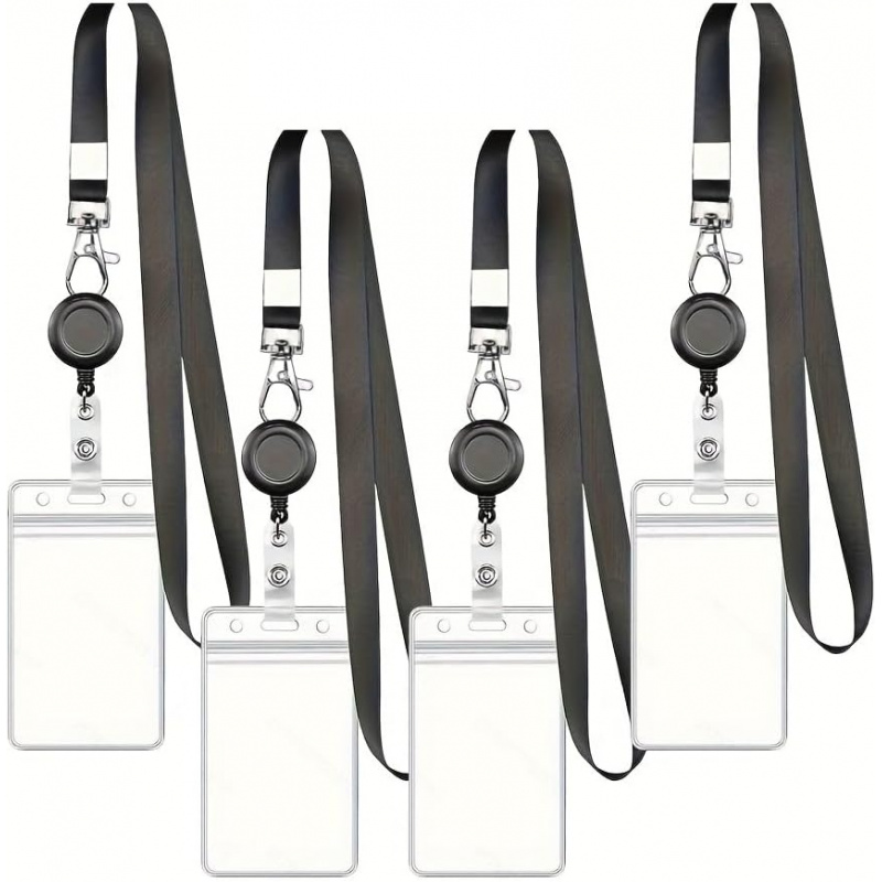 4 Stück schwarze, einziehbare  – Lanyard Badge Holder Bewertung und Preis