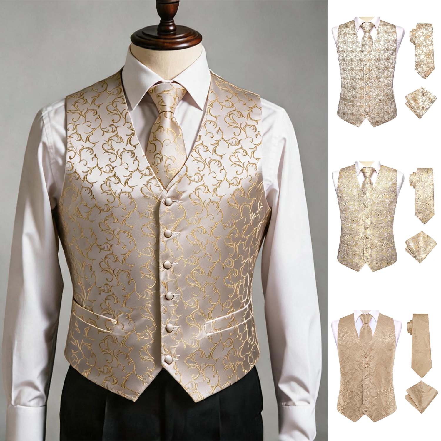 Aprikosenfarbener Herrenanzug  – Pocket Square Set Bewertung und Preis